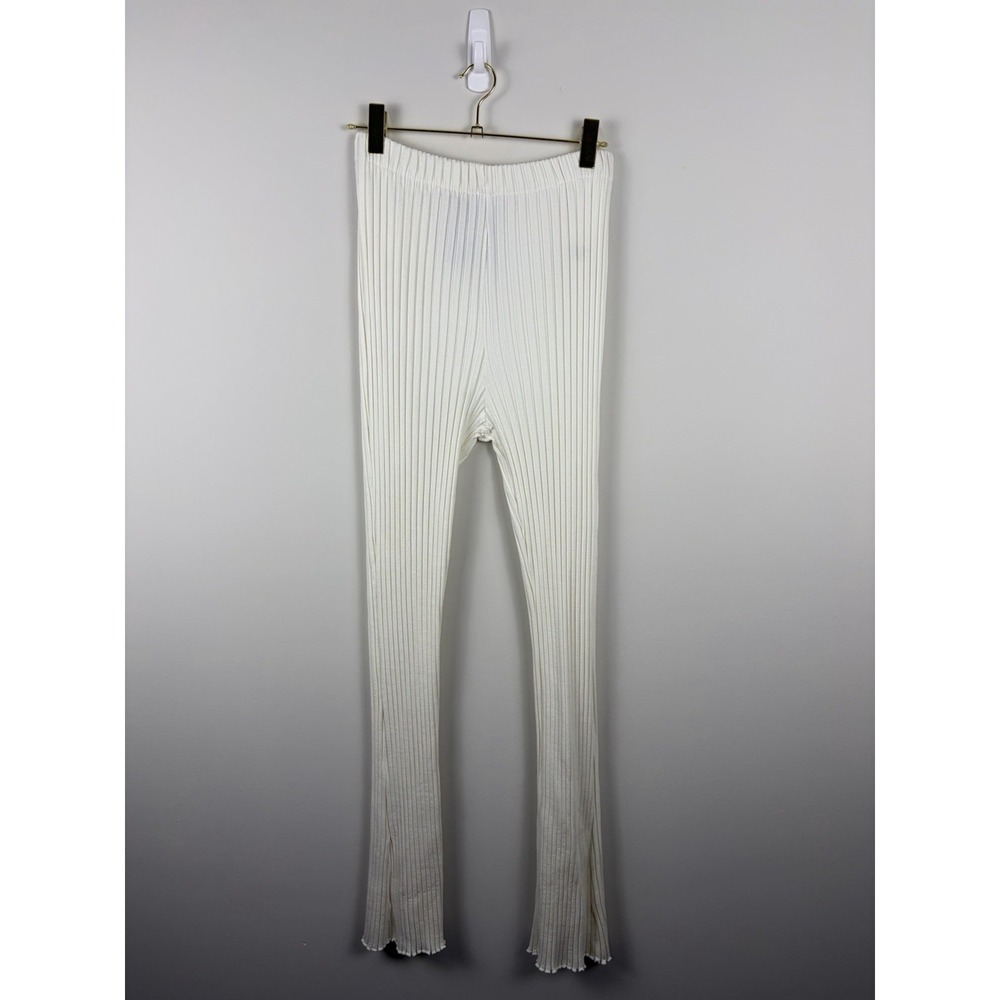 Simon Miller Pants Womens S Cream Rib Flare Pull On Stretch USA Quiet Luxury